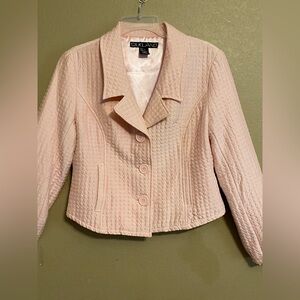 Silkland VTG Light Pink Quilted Crop Women's Jacket 100% Silk Size Small